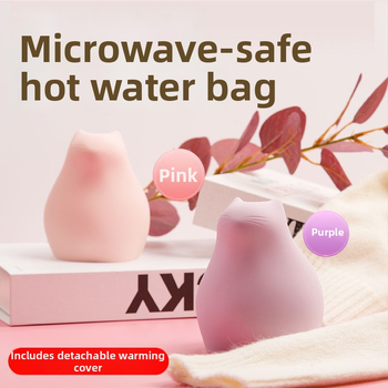 Sticlă cu apă caldă din silicon – încălzitor drăguț pentru mâini; încălzire prin umplere cu apă; utilizare cald sau rece; primăvara 2024.