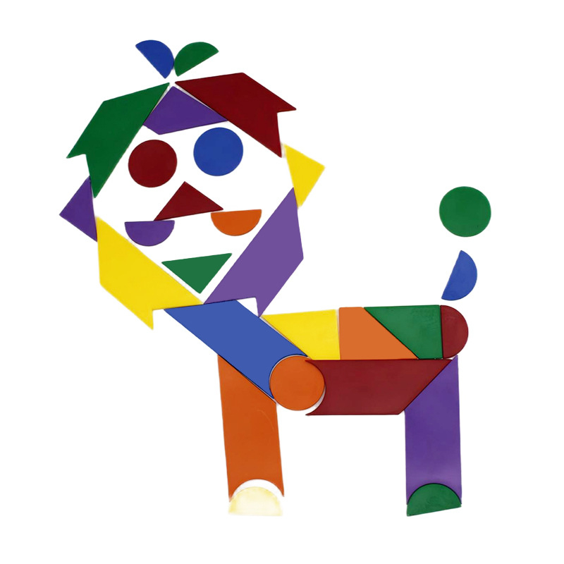 Plastična plošna tangram slagalica, 42 komada, za djecu 4–6 godina, početna razina