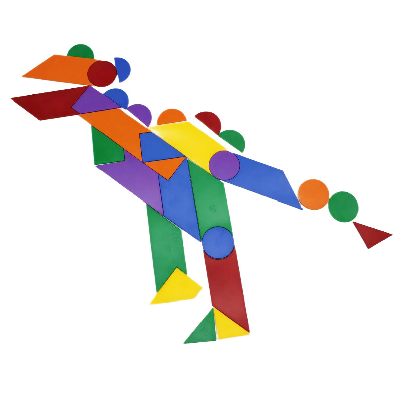 Plastična plošna tangram slagalica, 42 komada, za djecu 4–6 godina, početna razina