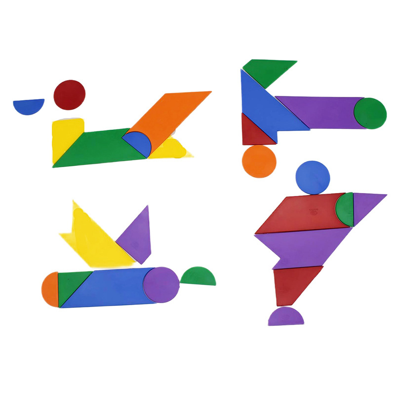 Plastična plošna tangram slagalica, 42 komada, za djecu 4–6 godina, početna razina