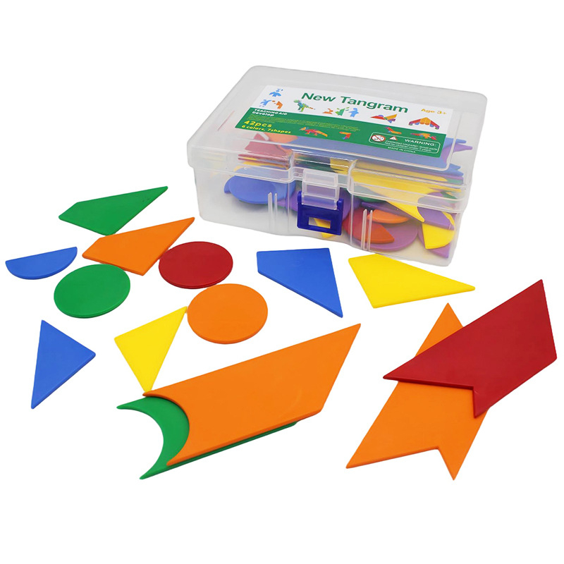 Plastična plošna tangram slagalica, 42 komada, za djecu 4–6 godina, početna razina