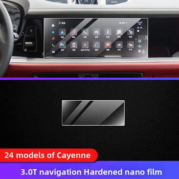 TPU vnútorná ochranná fólia pre Porsche Cayenne — prístrojový a navigačný displej, stredová konzola a ovládanie prevodovky — jednovrstvové formovanie, odolné voči teplu aj chladu, odolné voči škrábaniu a opotrebeniu, proti otlačkom prstov a olejovým škvrná