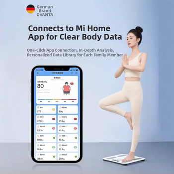 Oufanda Bluetooth ζυγαριά σώματος με μέτρηση λίπους και υγρασίας, 0,2–180 kg, Tempered glass, για ενήλικες