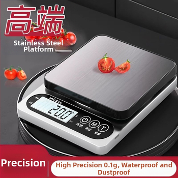 Kuhinjska vaga — kompaktna vaga s gramima za kuhanje i mjerenje hrane, USB napajanje, spremna za izvoz preko granice