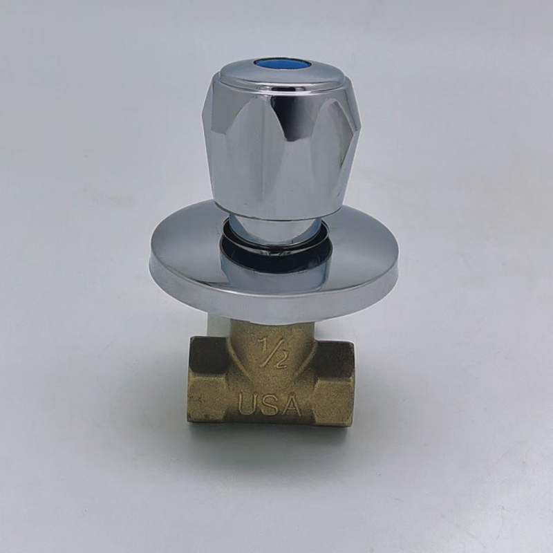 Bakarni skriveni ravni ventil za tuš, navoj 1/2'', unutarnji promjer Ø15 mm, radni tlak 1.0 MPa, skrivena montaža, moderni minimalistički stil