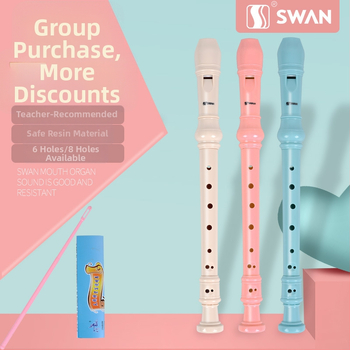 Swan nemeckého štýlu rekorder, 8 otvorov a 6 otvorov, pre deti a začiatočníkov, vysoký register, s taškou