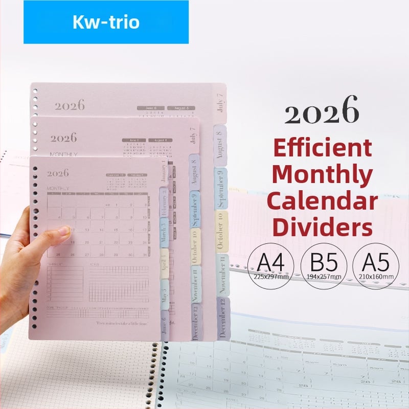 Kalendar s listovima Gy-a4 Plan 2026, 13 listova, papir s dvostrukim offsetom, Kw-trio Kedeyou