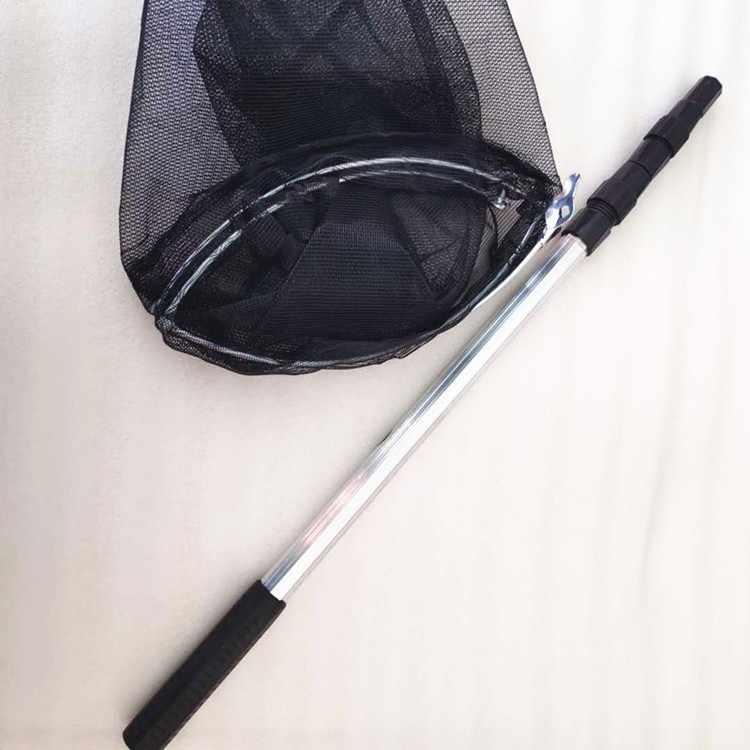 Țeavă telescopică de pescuit din aliaj de aluminiu, cu cap de plasă pliabil, deschidere 35 cm, adâncime plasă 20 cm, plasă cu ochi fini