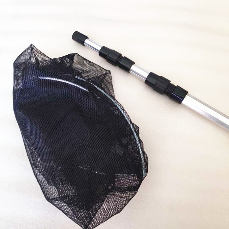 Țeavă telescopică de pescuit din aliaj de aluminiu, cu cap de plasă pliabil, deschidere 35 cm, adâncime plasă 20 cm, plasă cu ochi fini