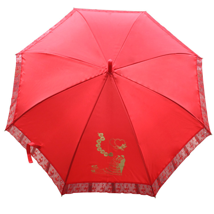 Dugi automatski svadbeni kišobran s 8 željeznih rebara, 190T tkanina, UV zaštita UPF 40+, otisak loga