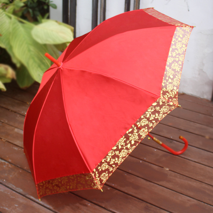 Dugi automatski svadbeni kišobran s 8 željeznih rebara, 190T tkanina, UV zaštita UPF 40+, otisak loga