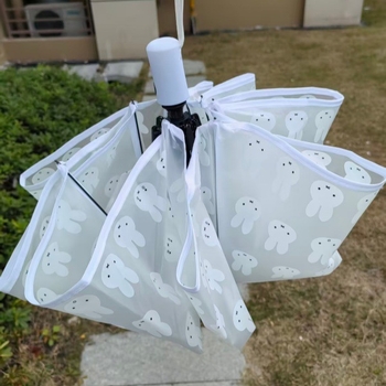 Miffy összecsukható esernyő, átlátszó kupolával, kettős használat esőre és napsütésre, 8 bordás vas váz