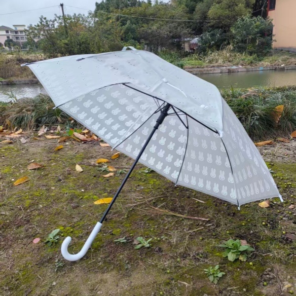 Miffy összecsukható esernyő, átlátszó kupolával, kettős használat esőre és napsütésre, 8 bordás vas váz