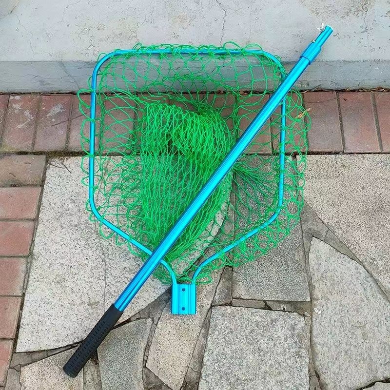 Алуминиева сплавна глава за голям улов — мрежа с квадратна или кръгла глава и дълбока джоба; дълбочина 70 см, носимост 30 кг, тегло 1,5 кг, нейлонова мрежа с 36 нишки