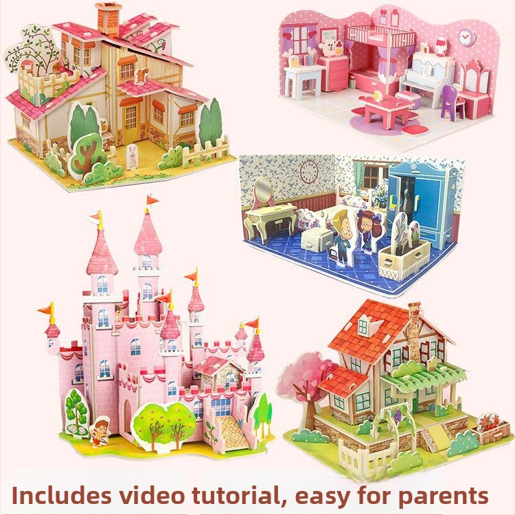 Edukovna ručno izrađena 3D slagalica kućica – DIY model za djecu 0–3 godine, materijal mjehurići