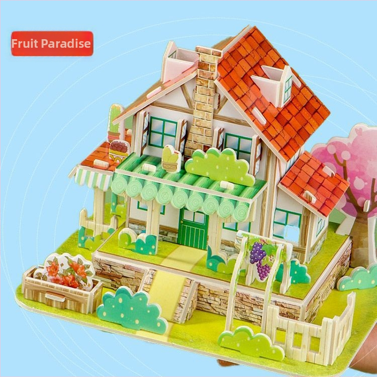 Edukovna ručno izrađena 3D slagalica kućica – DIY model za djecu 0–3 godine, materijal mjehurići