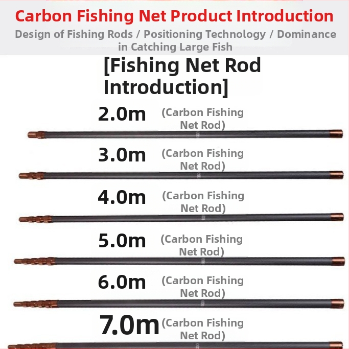 Karbonové vlákno sieťová palica pre rybolov, teleskopická, model 04