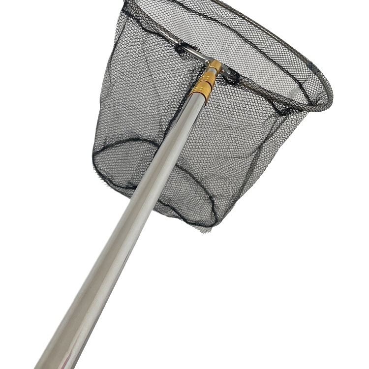 Rozsdamentes acélból készült halászháló készlet vastagított teleszkópos rúddal, 40 cm-es nyílás, 40 cm-es mélység, fin háló