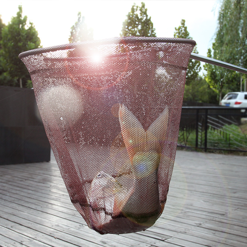 Plasă de pescuit din oțel inoxidabil cu cap telescopic rabatabil și cupă pentru pește, design întărit