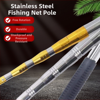 Nerezová oceľová otáčajúca sa sieťová tyč, rozšíriteľná, na lovenie alebo zber ovocia — materiál: nerezová oceľ; hmotnosť: 1; uzly: 5–10; rozšíriteľná: áno