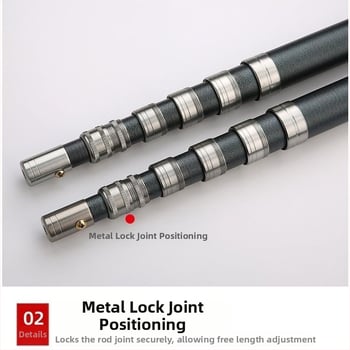 Szénszálas teleszkópos hálózati rúd zárrendszerrel — teherbírás 10 kg