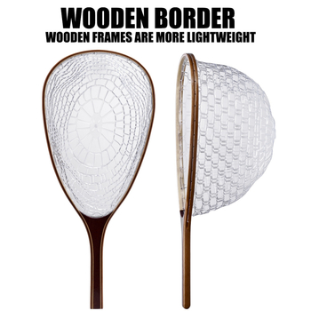 Мухарска уловна мрежа за риболов със здрава дървена дръжка, силиконова мрежа, бързо сушене, товаропоносимост 35, с шнур за окачване