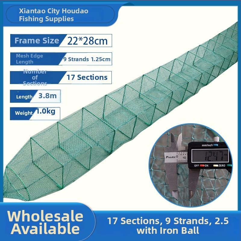 Crab cage and eel cage set with 2.5 cm mesh, 9-strand steel wire fishing cages for crabs, shrimp, lobsters and fish protection