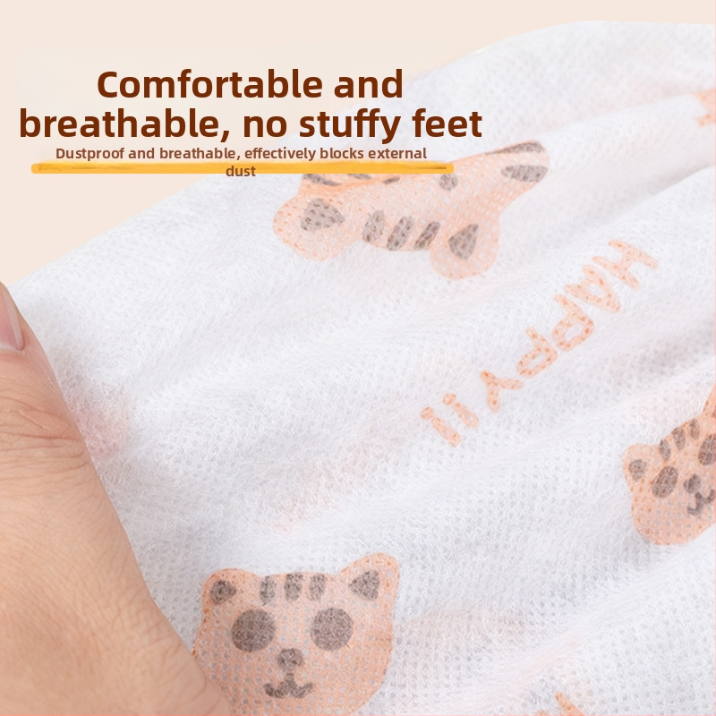  Capace de încălțăminte din material nețesut, de unică folosință, cu imprimeu Cartoon Cat, protecție împotriva prafului