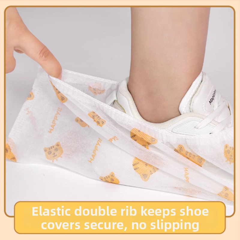  Capace de încălțăminte din material nețesut, de unică folosință, cu imprimeu Cartoon Cat, protecție împotriva prafului