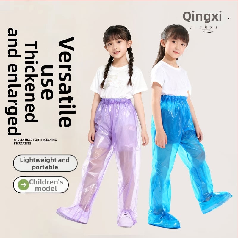 Pantaloni de ploaie de unică folosință pentru copii, acoperire completă a picioarelor, lungime extinsă, material PE, grosime normală