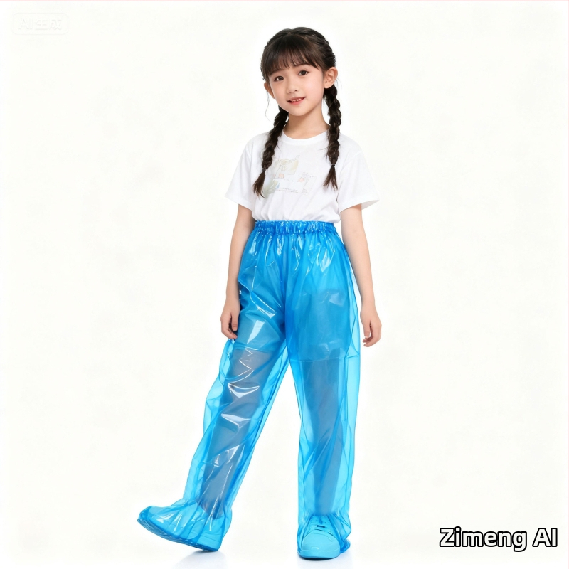 Pantaloni de ploaie de unică folosință pentru copii, acoperire completă a picioarelor, lungime extinsă, material PE, grosime normală