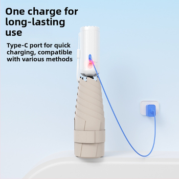 6‑ágú újratölthető ventilátoros esernyő, összecsukható zsebméretű, UV védelem nőknek