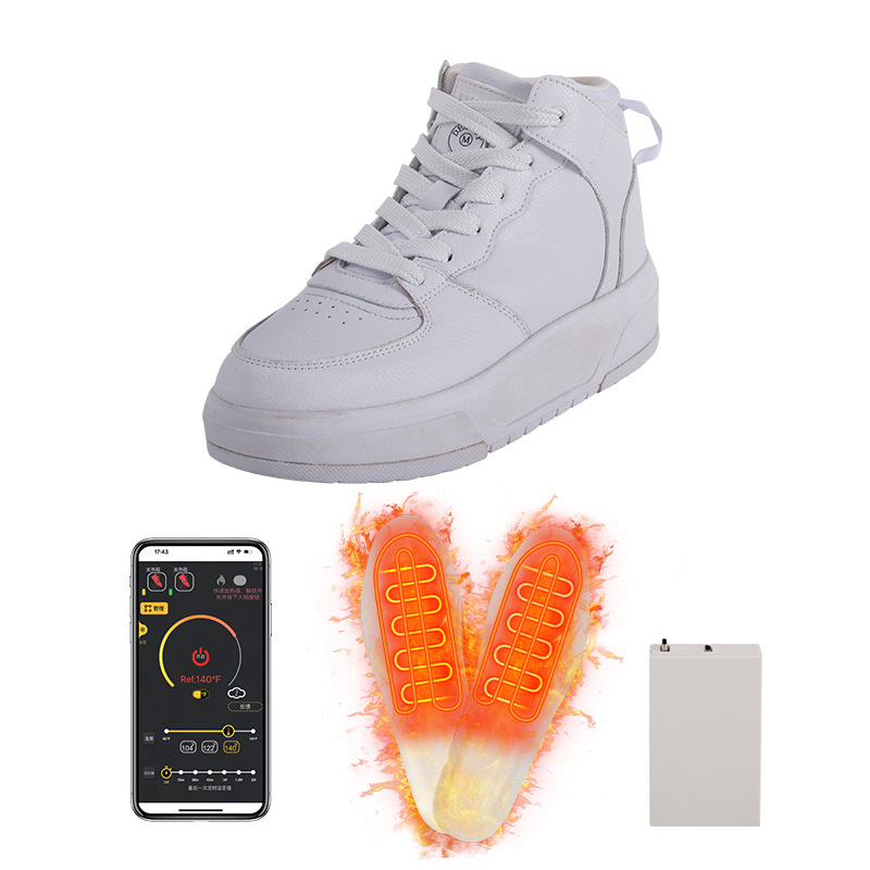 Grijane papuče za vanjsku upotrebu s prilagodljivom temperaturom, USB punjenje, unisex, gornji dio od prave kože, EVA potplat