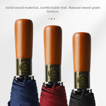 Teljesen automata összecsukható reklám esernyő, fából készült fogantyúval, 210T vászon, 10 küllő, logónyomtatás