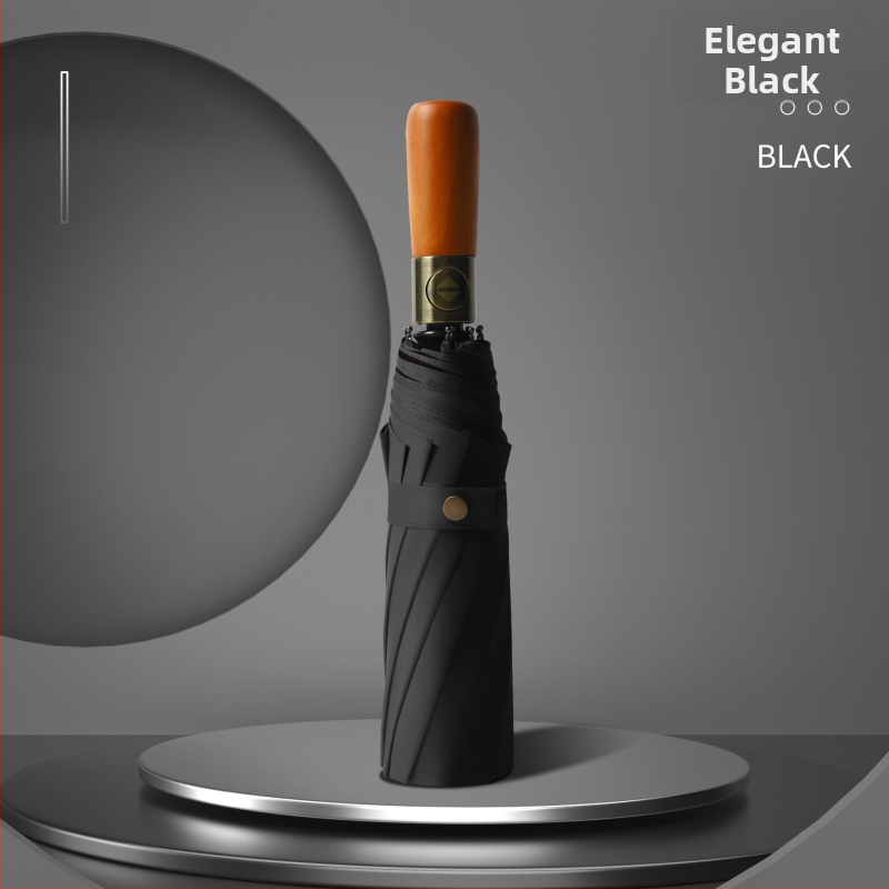 Teljesen automata összecsukható reklám esernyő, fából készült fogantyúval, 210T vászon, 10 küllő, logónyomtatás