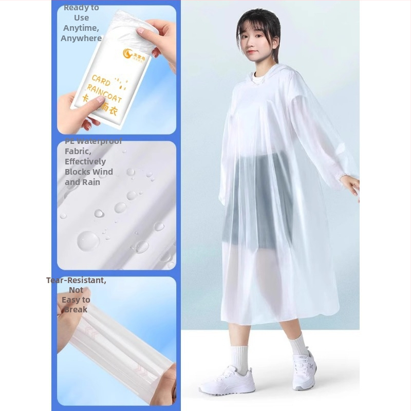 Pelerină de ploaie de unică folosință pentru copii și adulți, poncho de drumeție, material PE gros