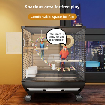 Akrilna luksuzna kavez za papige, 2-slojna s kotačem, dizajn protiv bijega, veličina M, universalda za ptice