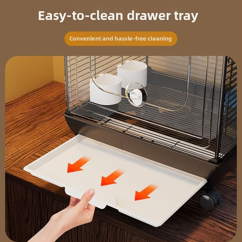 Akrilna luksuzna kavez za papige, 2-slojna s kotačem, dizajn protiv bijega, veličina M, universalda za ptice