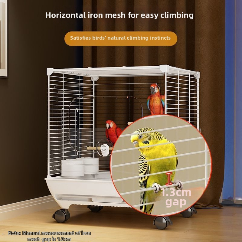 Akrilna luksuzna kavez za papige, 2-slojna s kotačem, dizajn protiv bijega, veličina M, universalda za ptice