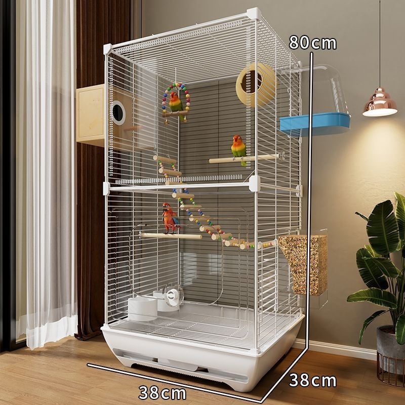 Akrilna luksuzna kavez za papige, 2-slojna s kotačem, dizajn protiv bijega, veličina M, universalda za ptice
