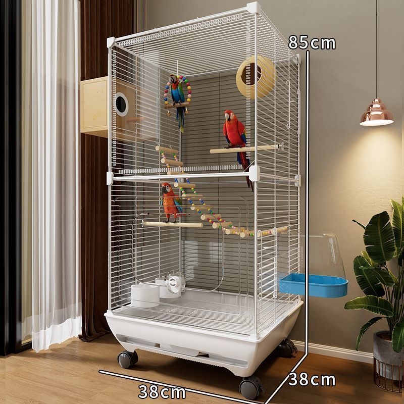 Akrilna luksuzna kavez za papige, 2-slojna s kotačem, dizajn protiv bijega, veličina M, universalda za ptice