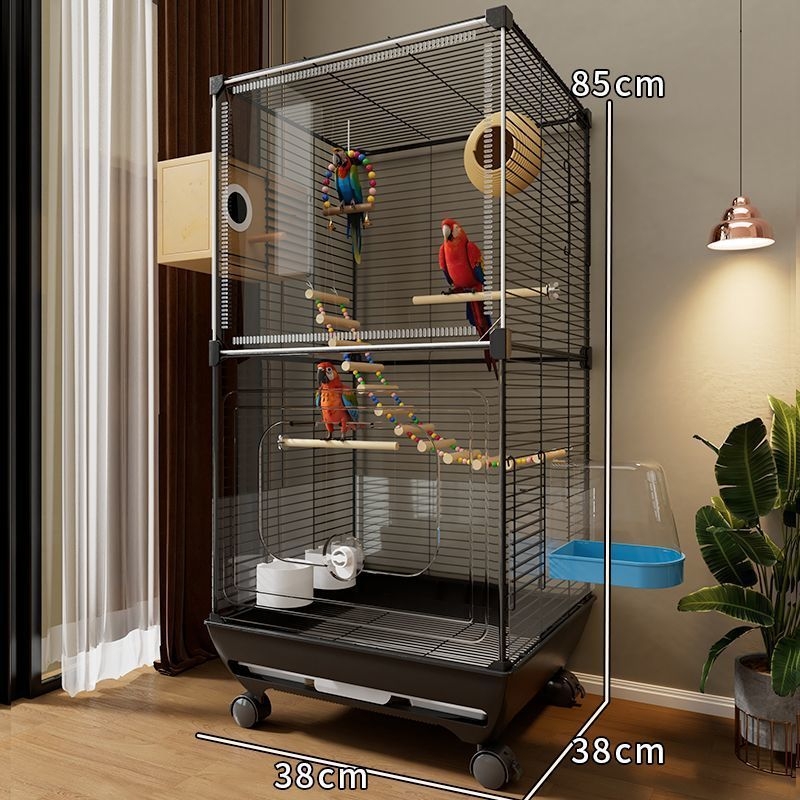 Akrilna luksuzna kavez za papige, 2-slojna s kotačem, dizajn protiv bijega, veličina M, universalda za ptice