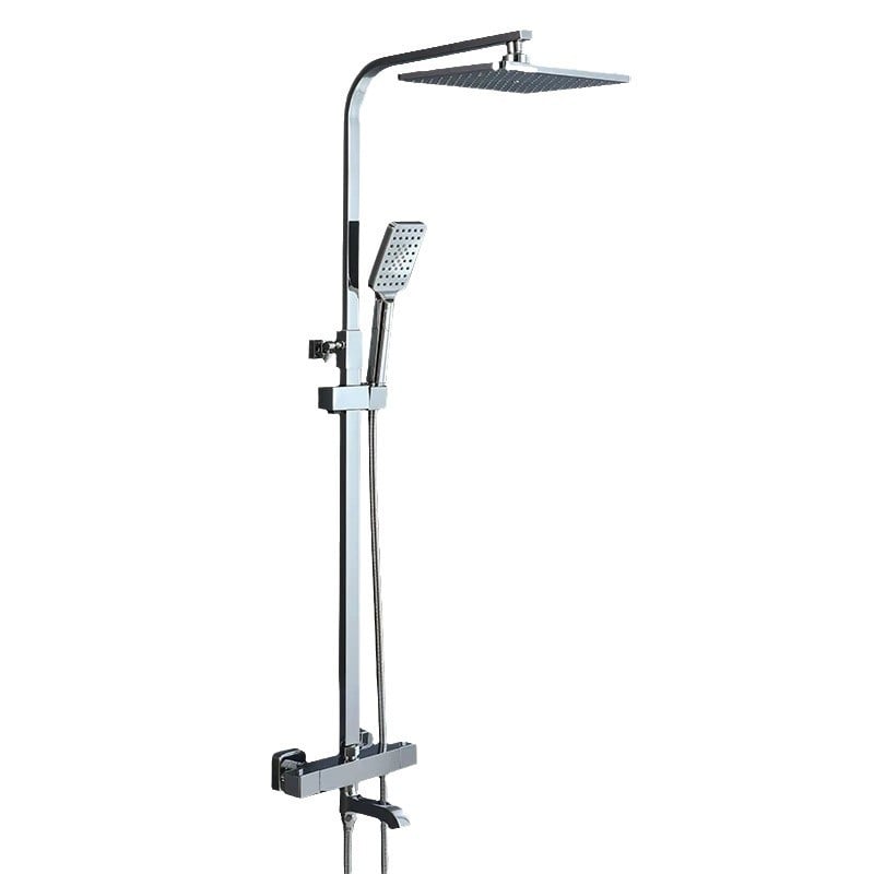 Σετ ντους θερμοστατικό με λειτουργία βροχής, χαλκός βαλβίδα ανάμειξης, εντοιχισμένος στον τοίχο, θερμοκρασία λειτουργίας 1–90°C, πίεση 0,8 MPa