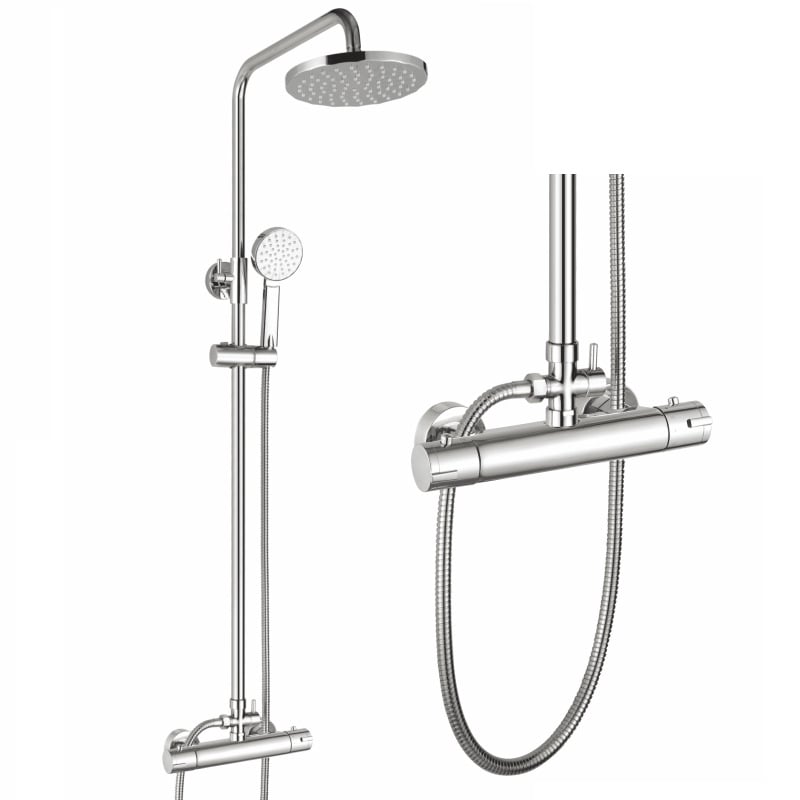 Σετ ντους θερμοστατικό με λειτουργία βροχής, χαλκός βαλβίδα ανάμειξης, εντοιχισμένος στον τοίχο, θερμοκρασία λειτουργίας 1–90°C, πίεση 0,8 MPa