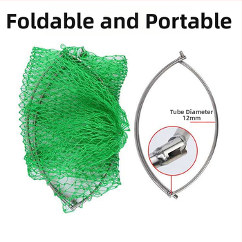 Okvir od nehrđajućeg čelika za ribolovnu mrežu, šuplja sklopiva glava s ojačanom zavarenom prstenom — Brand: Yingxing; Materijal: Nehrđajući čelik; Tip: sklopiva glava mreže