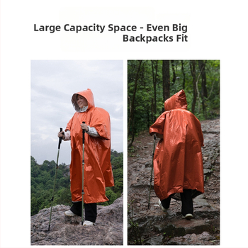 Pelerină de ploaie pentru drumeții, stil poncho, grosime normală, țesătură 0,026–0,03 mm, strat impermeabil PE, pentru adulți