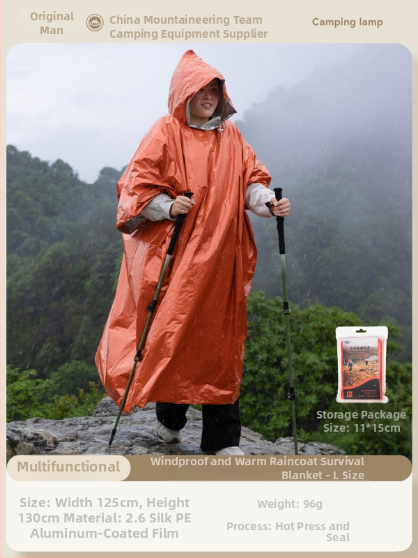 Pelerină de ploaie pentru drumeții, stil poncho, grosime normală, țesătură 0,026–0,03 mm, strat impermeabil PE, pentru adulți