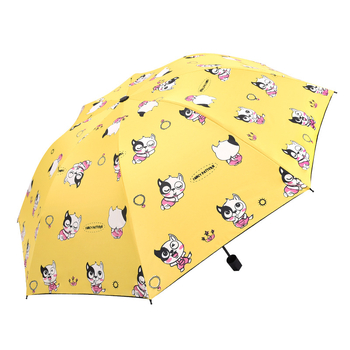 Školski kišobran s crtanim likom, trodijelni dizajn, UV zaštita, čelični okvir s 8 rebara, ručno otvaranje, tkanina 190T