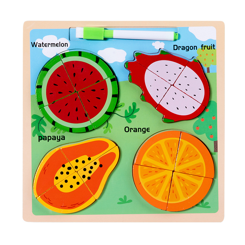 Drveni trodimenzionalni puzzle za djecu od 0 do 3 godine, ilustracije pravopisa i ploča za crtanje, građevni blokovi, edukativna igračka; dostupna prilagodba uzorka