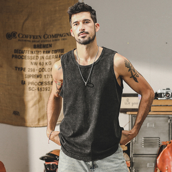 Muški bezrukavni T-shirt vest od pamuka, 100% pamuk, labav kroj, okrugli izrez, ljeto